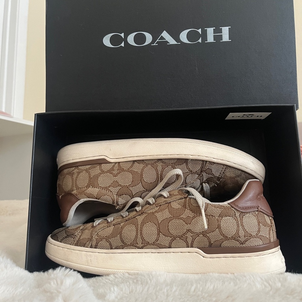 Coach Brown and White Signature Sneakers